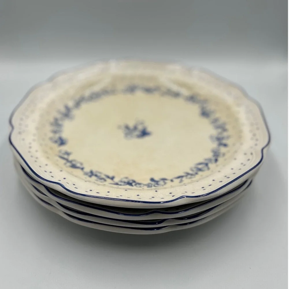 Stanhome Exclusive Rebecca Blue Floral Stoneware 14pc Plate Bowl Mug Set Korea